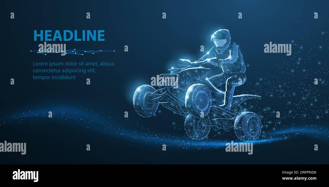 ATV. Abstract vector 3d quad illustration. ATV racing, Bike trail, Sport activities Stock Vector