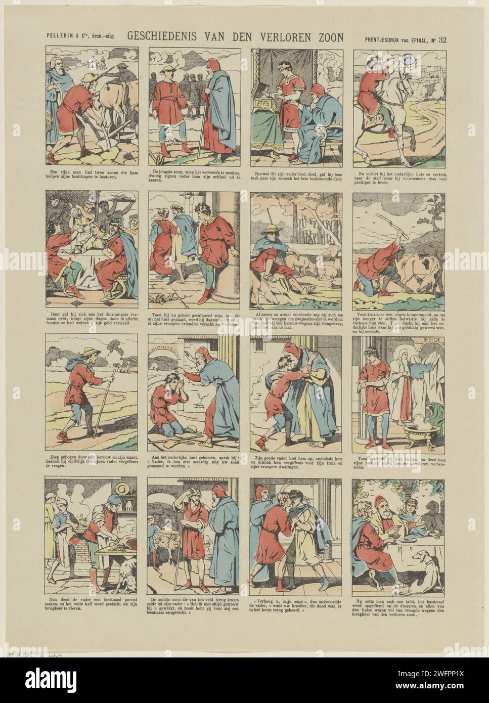 History of the Lost Son, c. 1902 print Leaf with 16 performances from