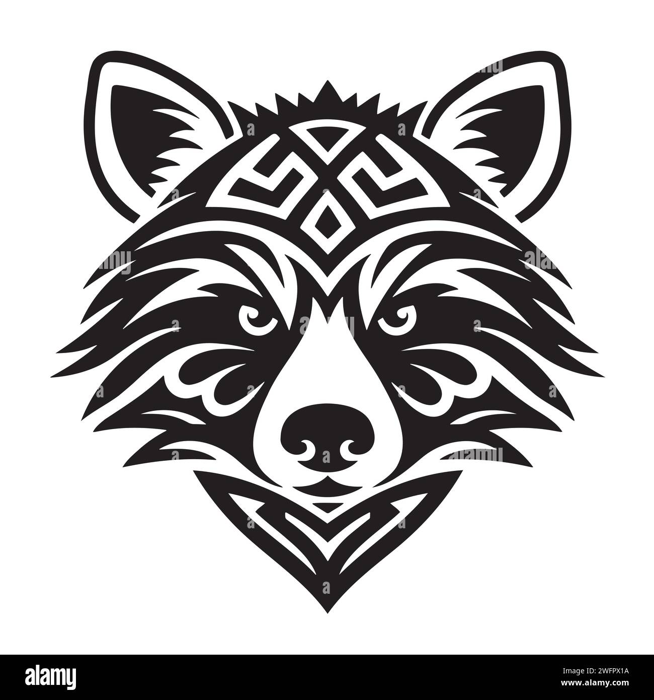 black white raccoon head logo and icon, clip art vector Stock Vector