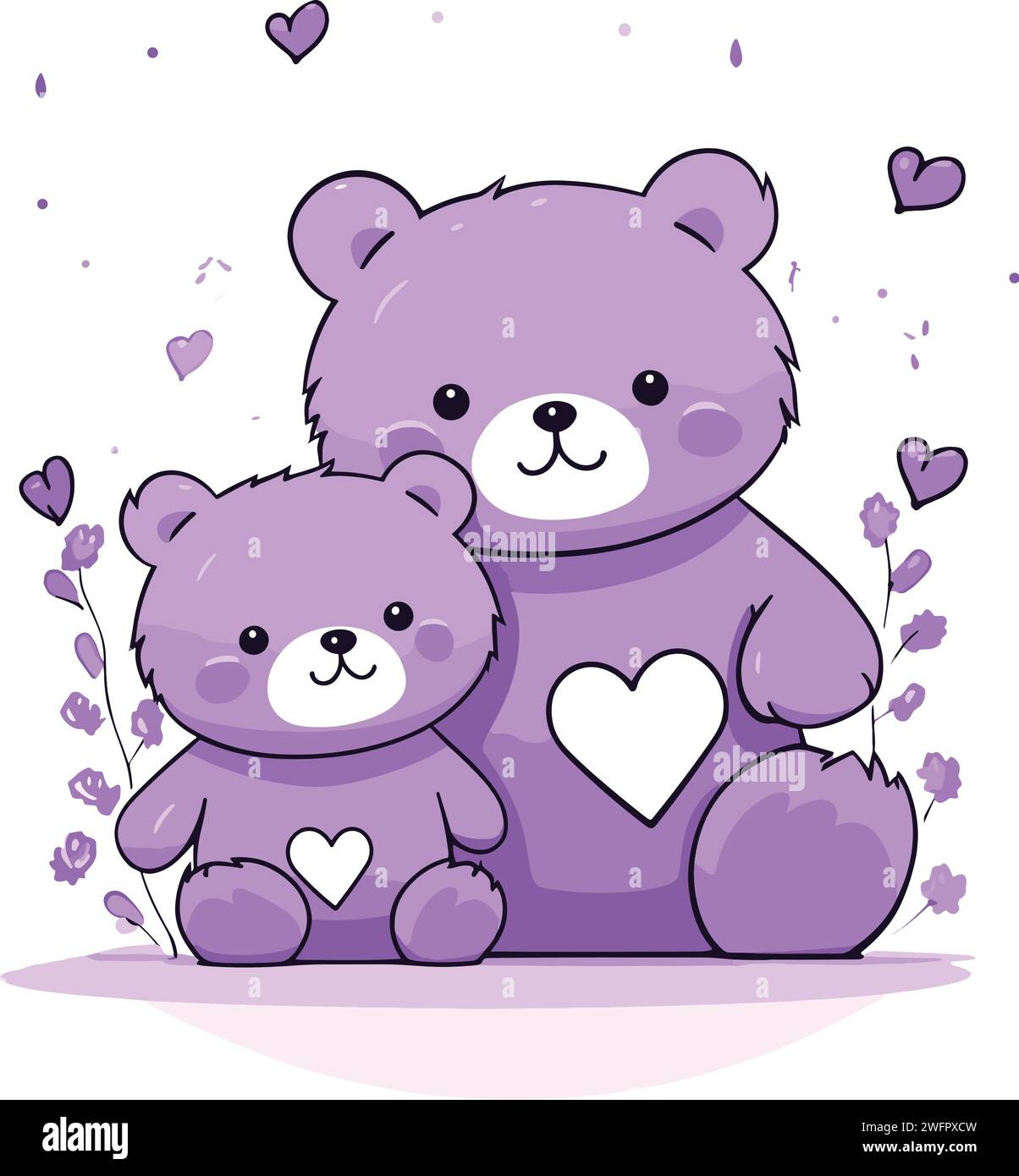 Lavender Teddy Bear Duo Stock Vector Image & Art - Alamy