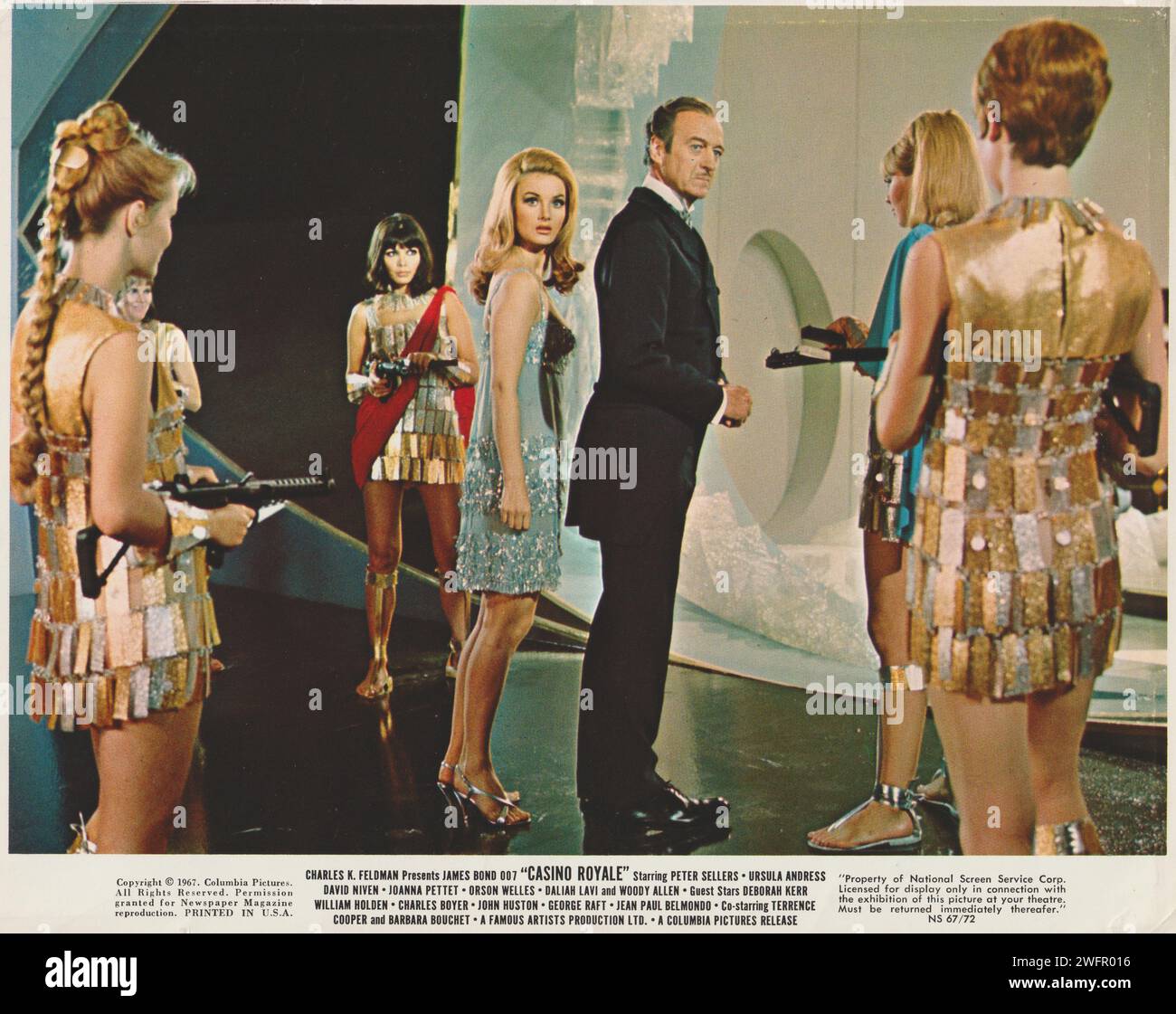 Casino Royale David Niven agent James Bond in the wild psychedelic spoof. Starring Peter Sellers, Ursula Andress, and Orson Welles Stock Photo