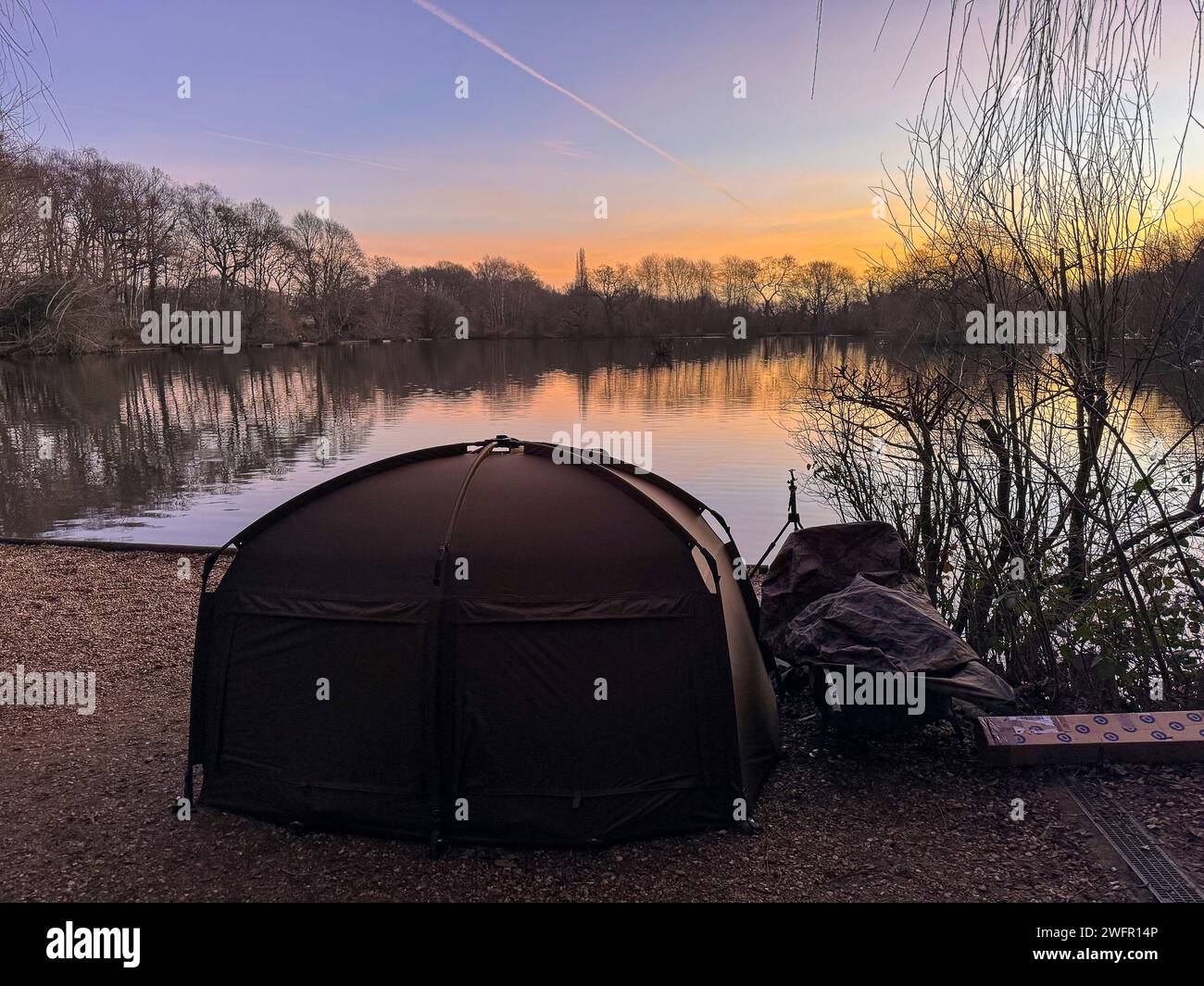 Guildford, UK. 01st Feb, 2024. Brittens Pond, Worplesdon. 01st February