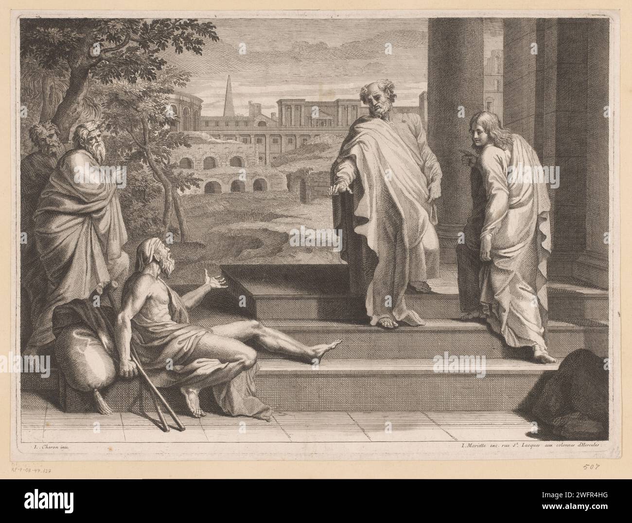 Petrus and John heal a paralyzed man at the Temple Gate, Anonymous ...