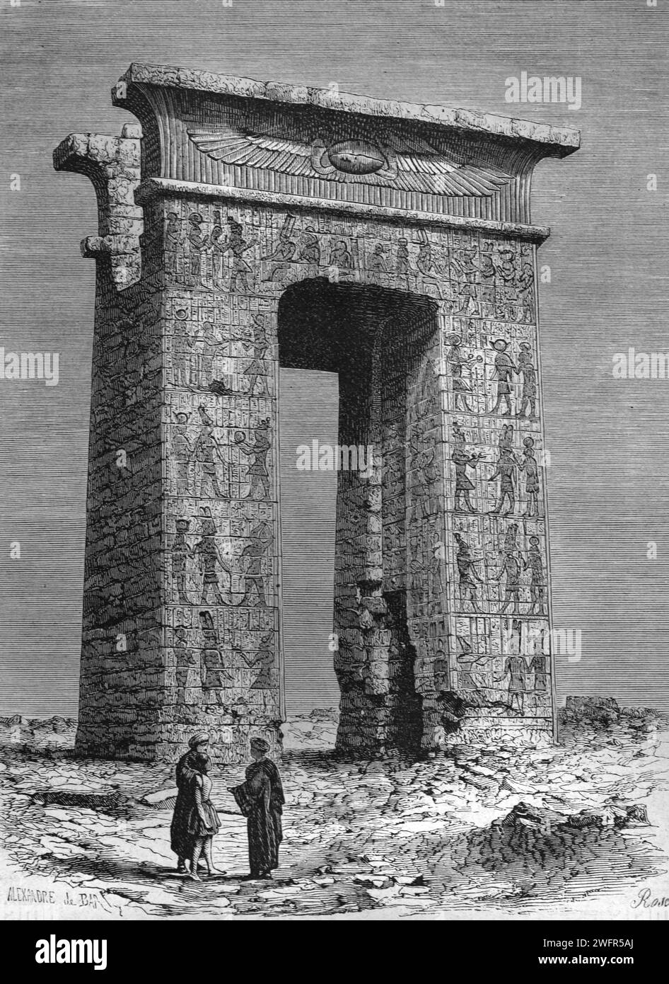 North Pylon or Monumental Gate of Karnat Temple Complex (c1970BC) El-Karnak Luxur Egypt. Vintage or Historic Engraving or Illustration 1863 Stock Photo