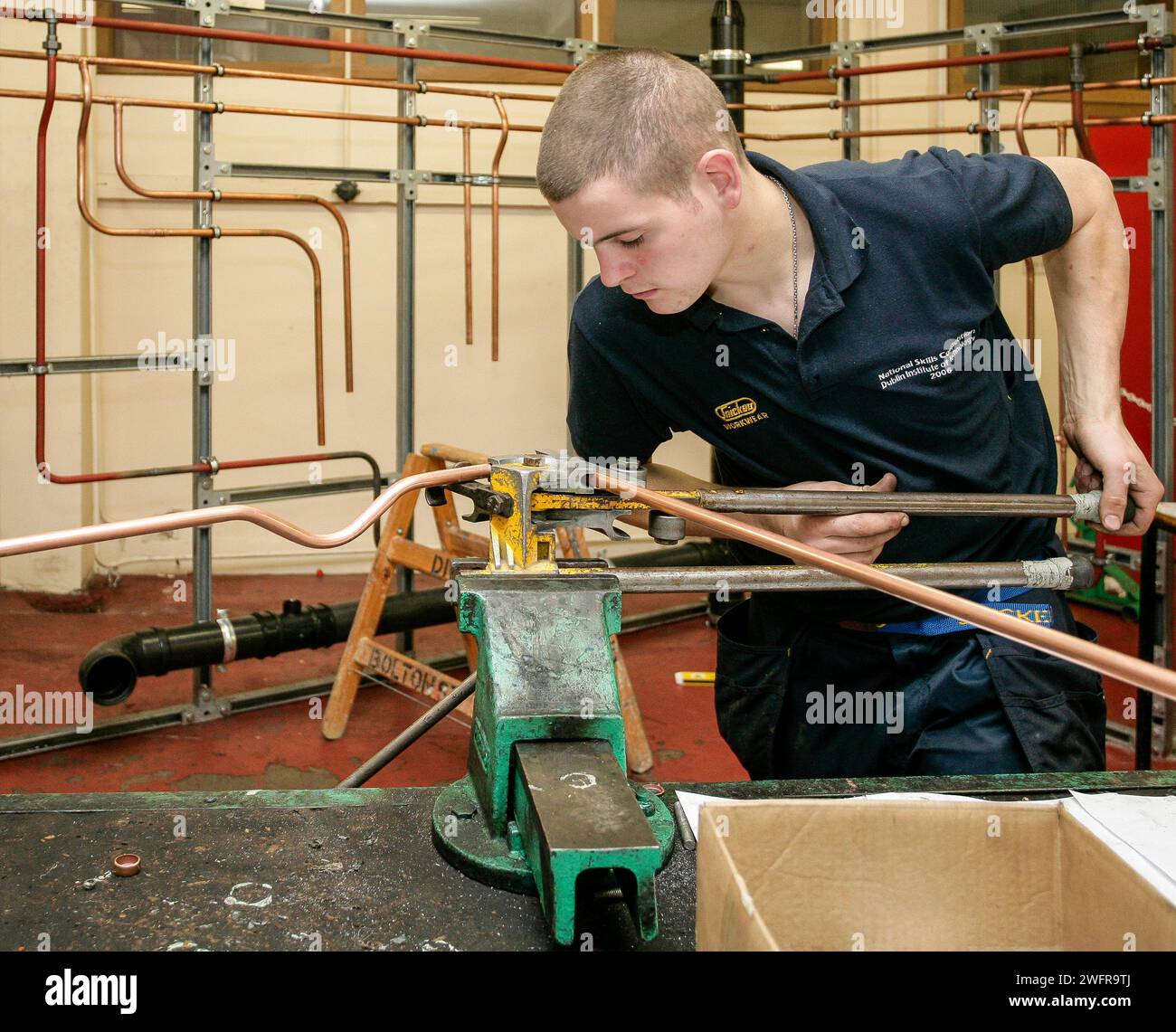 bending copper pipe Stock Photo Alamy