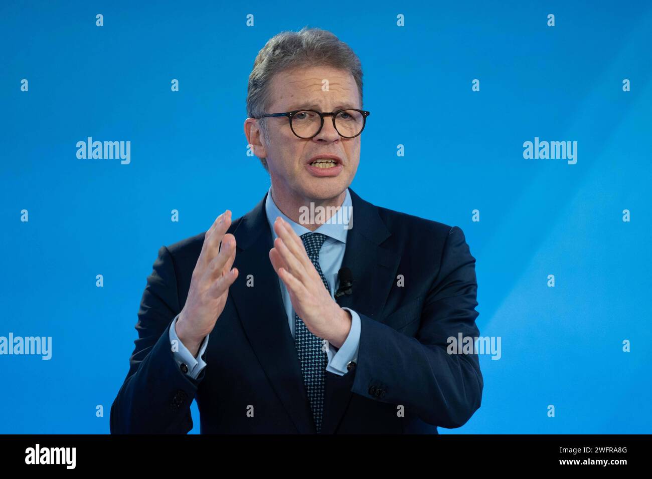 Christian SEWING, CEO, Vorstandsvorsitzender, Bilanzpressekonferenz der Deutsche Bank AG in Frankfurt, 01.02.2024. *** Christian SEWING, CEO, Chairman of the Management Board, Annual Press Conference of Deutsche Bank AG in Frankfurt, 01 02 2024 Stock Photo