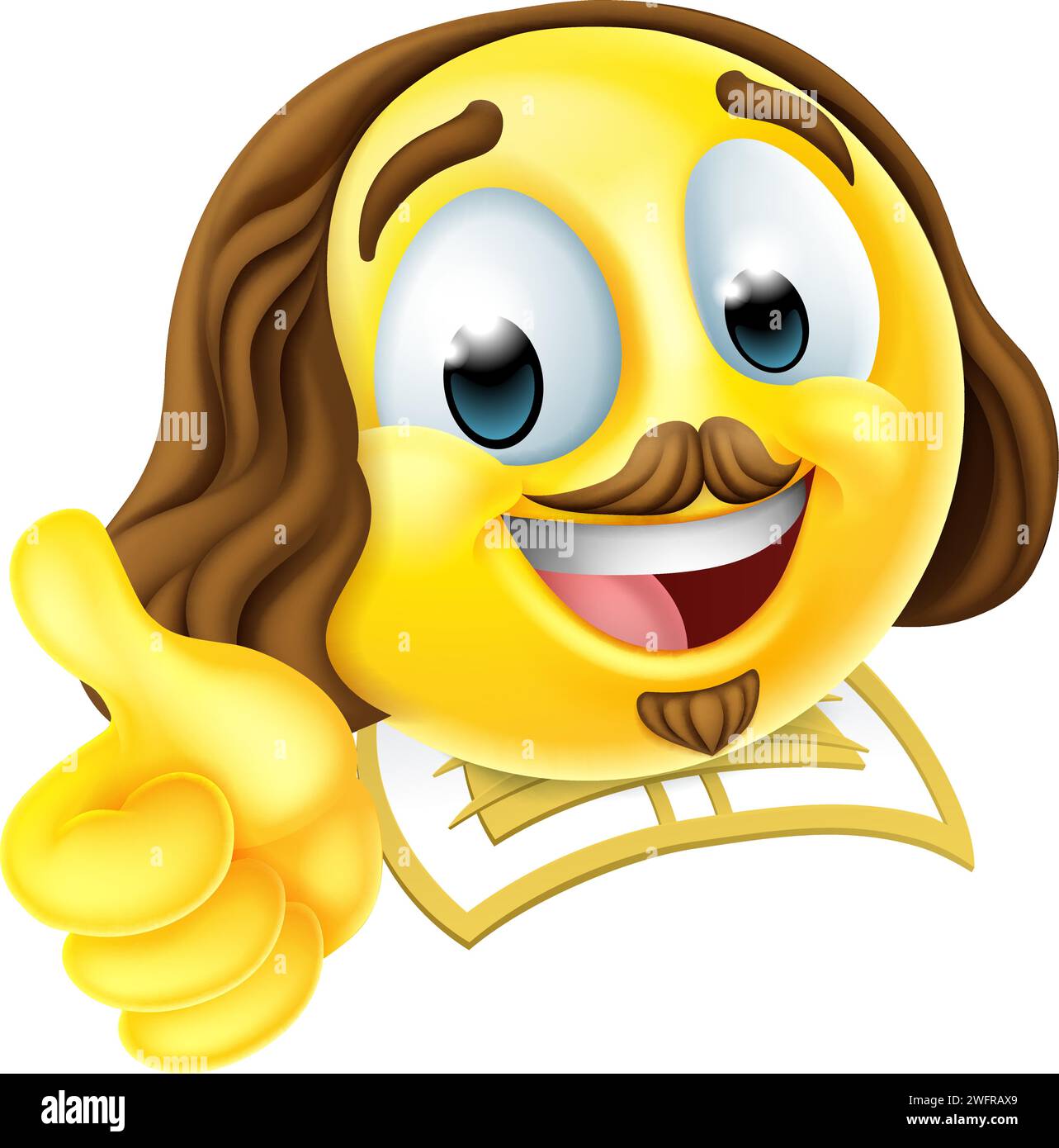 Shakespeare Poet Emoticon Emoji Cartoon Face Icon Stock Vector