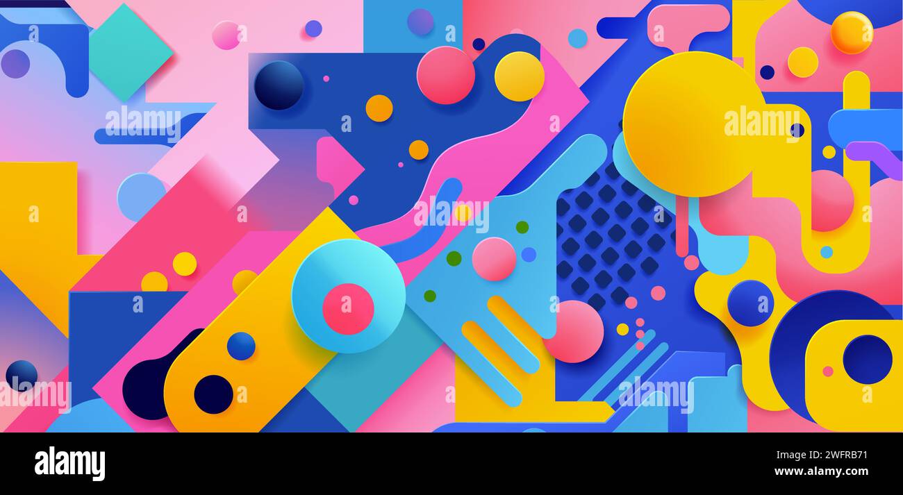 Bright Colorful Abstract Shapes Background Pattern Stock Vector