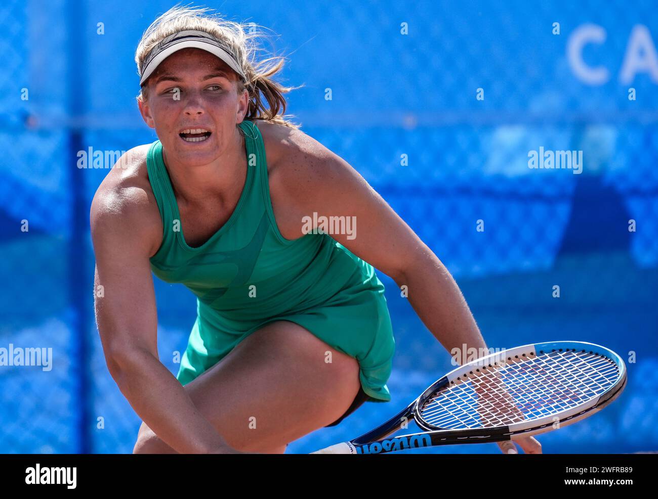 Maddison Inglis of Australia in action during Round 1 of the 2023 ITF W60 Canberra Claycourt