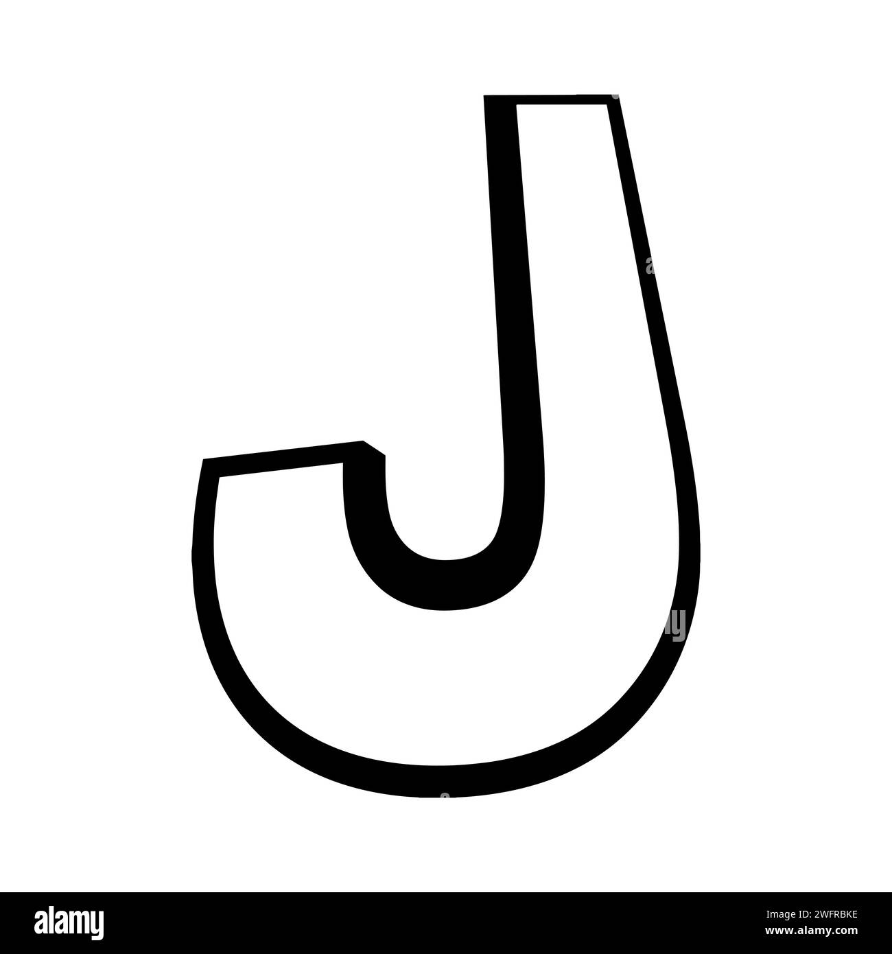 Logo letter j tall slender font letter j perspective height Stock Vector