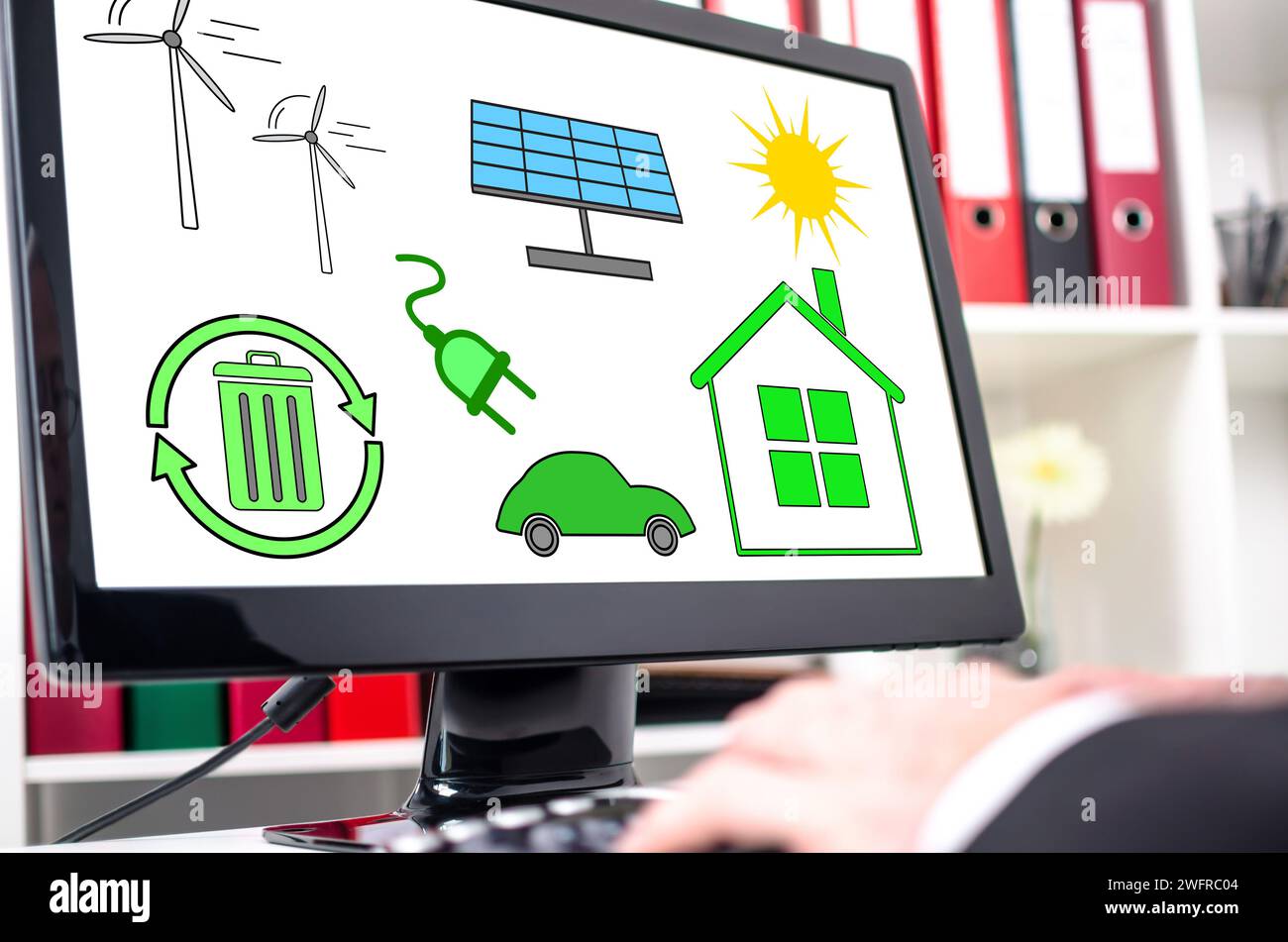 Clean energy concept shown on a computer screen Stock Photo