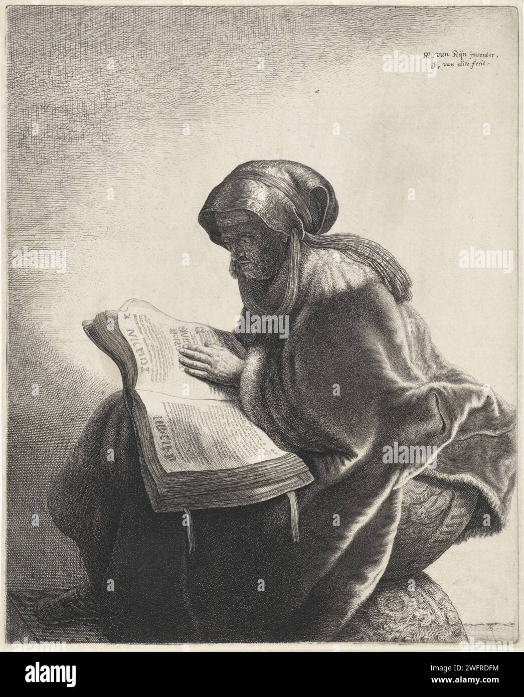 Reading old woman, Jan Gillisz. van Vliet, after Rembrandt van Rijn ...