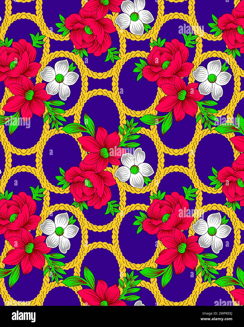 beautiful flower pattern design in textile digital Stock Vector