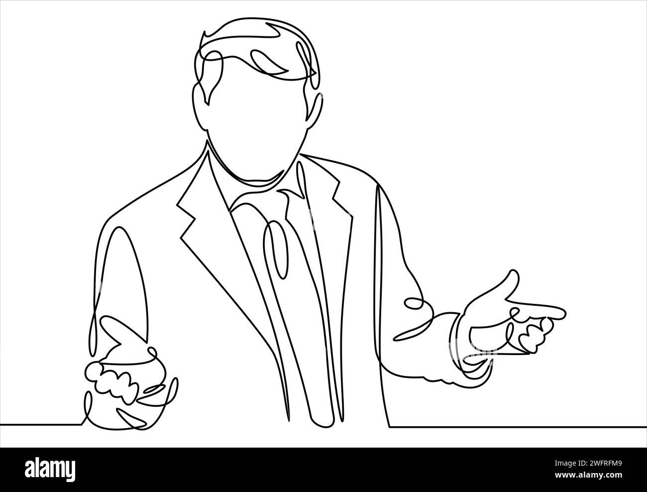 businessman in conference hall or seminar room- continuous line drawing