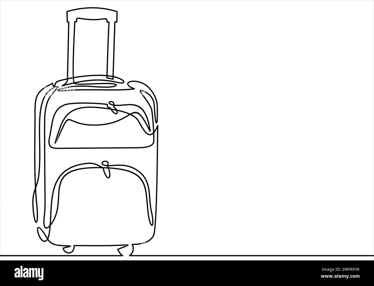 Travel suitcase in continuous line drawing style. Stock Vector