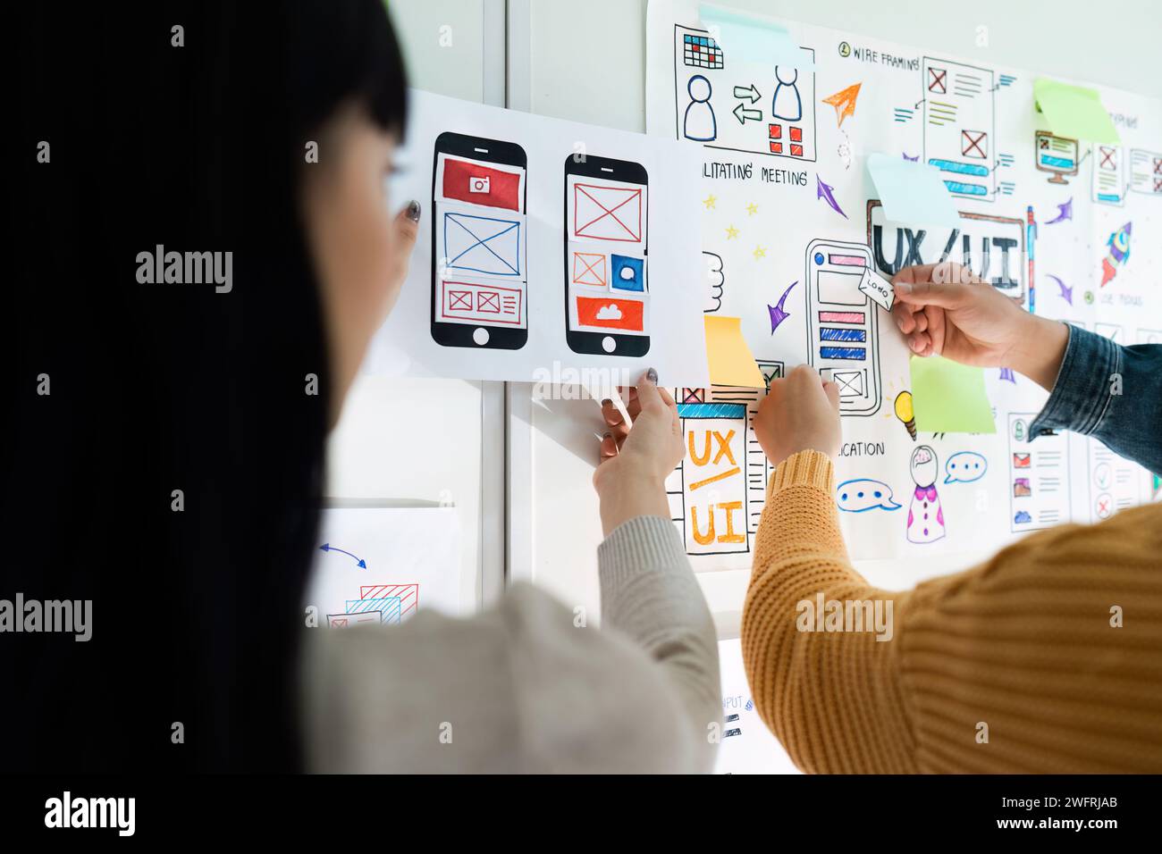 team of UI UX web designer are working together to develop mobile ...