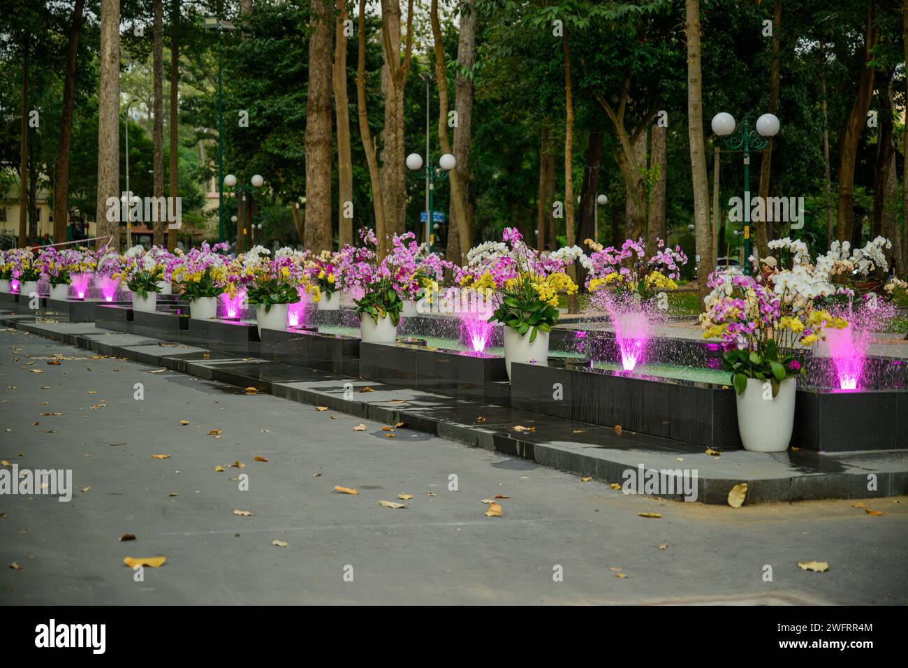 The fountains at Tao Dan Park, Ho Chi Minh City, Vietnam Stock Photo