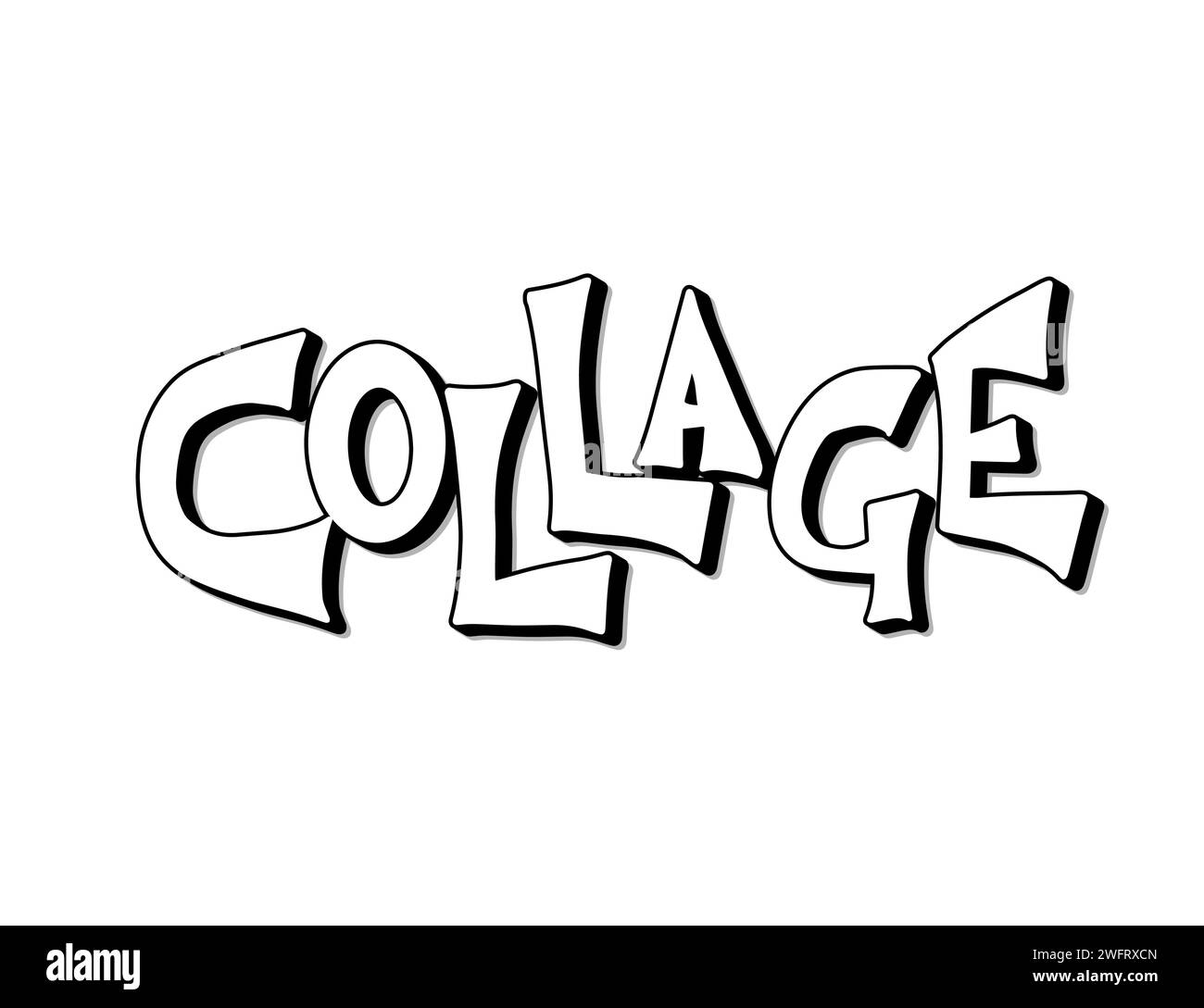 Word Collage Lettering Collage handwritten lettering. Hand drawn word for mixed media. Vector ...