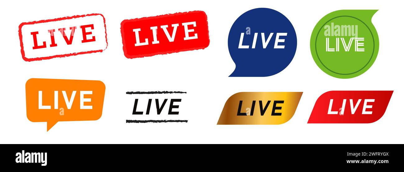 live stamp speech bubble button label sticker sign streaming video