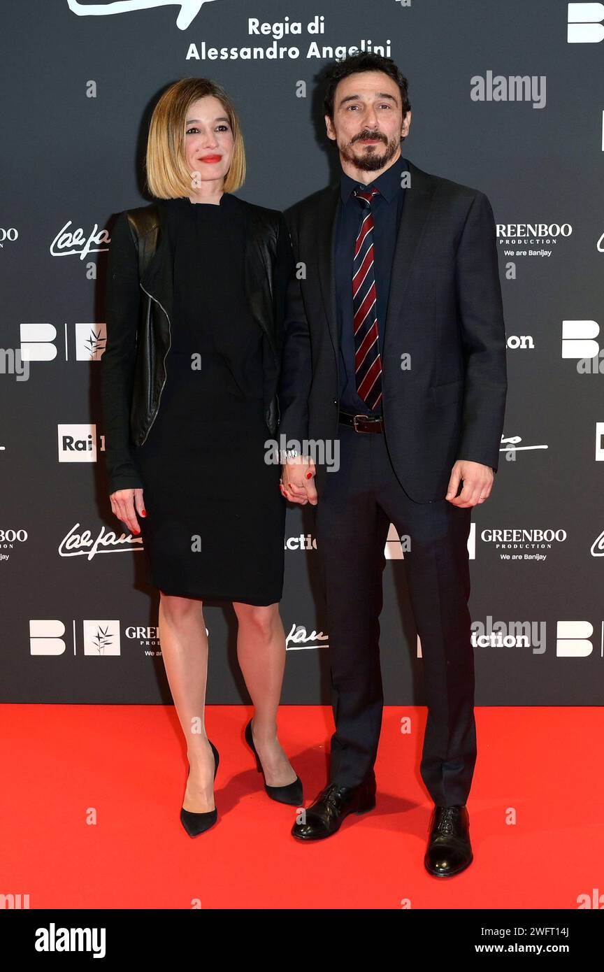Ana Caterina Morariu und Alessandro Angelini bei der Premiere das Rai TV-Films 'Califano' im Space Cinema Moderno. Rom, 31.01.2024 Stock Photo