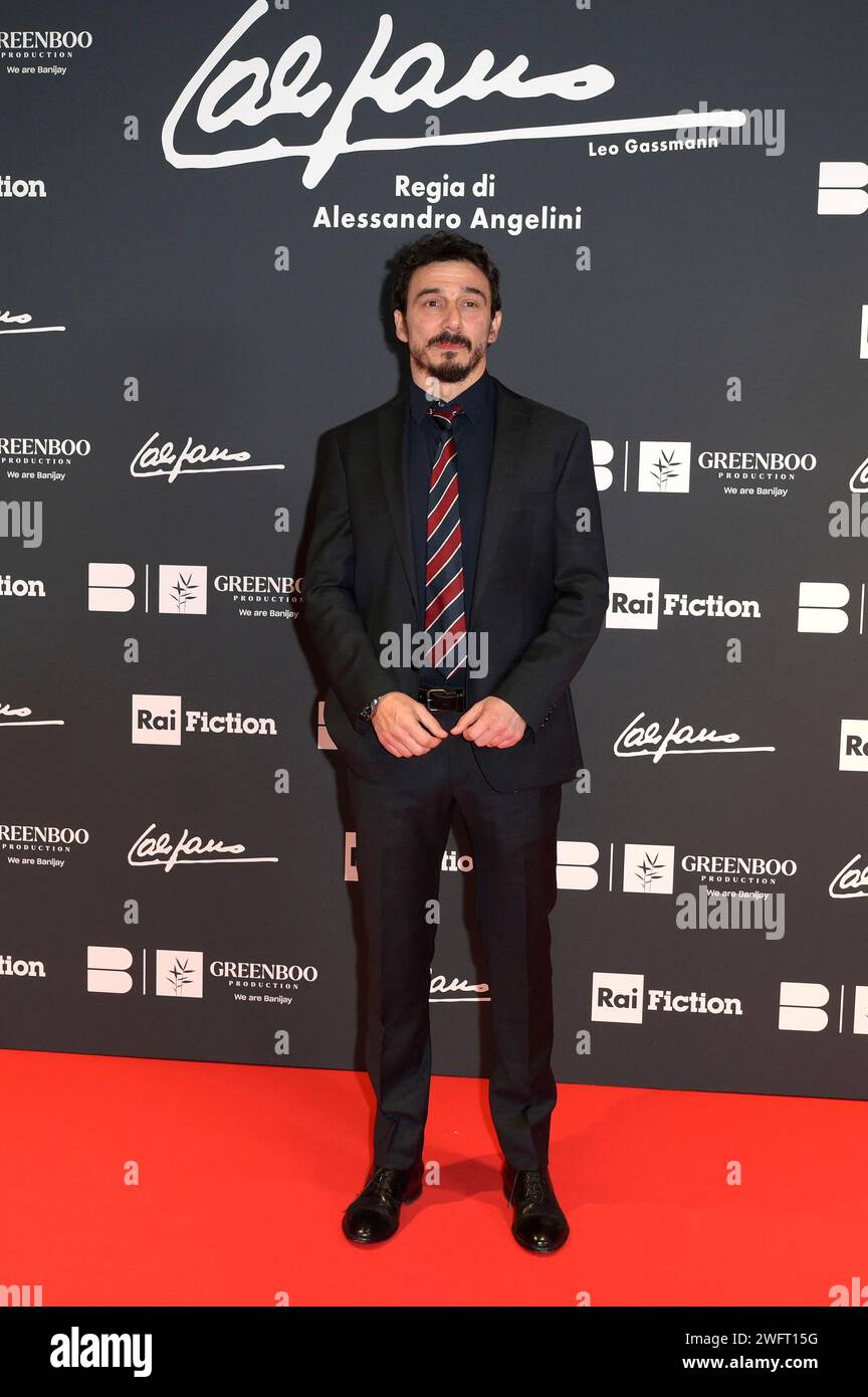 Alessandro Angelini bei der Premiere das Rai TV-Films 'Califano' im Space Cinema Moderno. Rom, 31.01.2024 Stock Photo