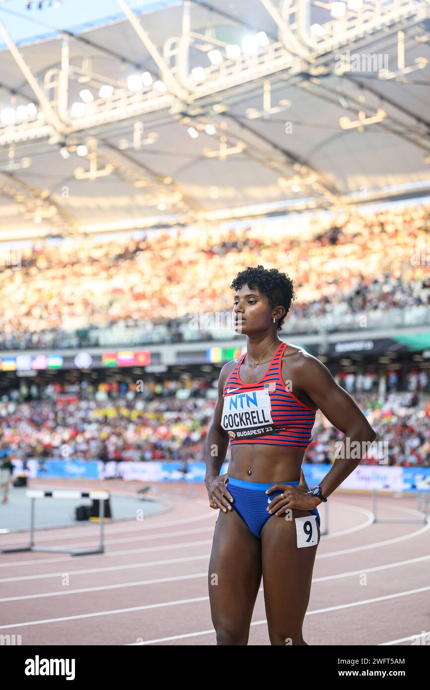 Anna COCKRELL participating in the 400 meters hurdles at the World