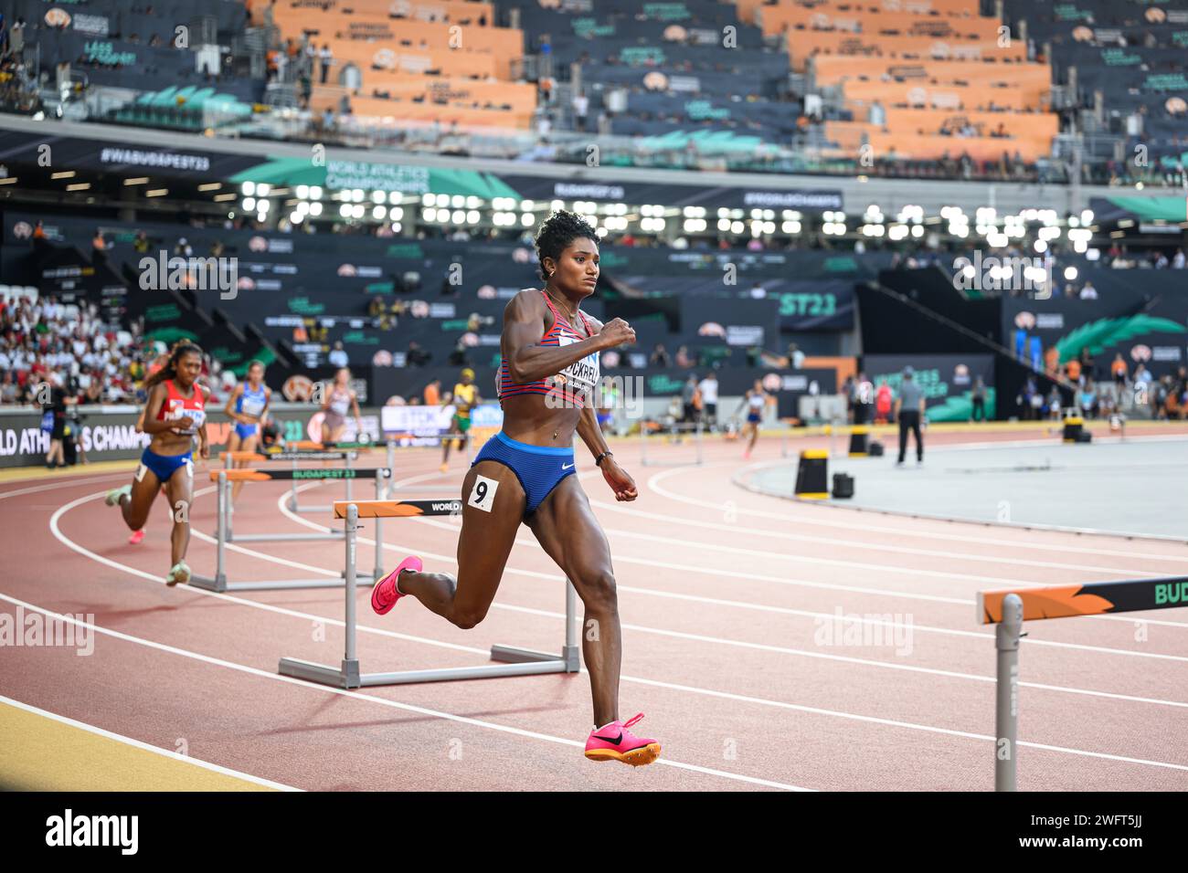 Anna COCKRELL participating in the 400 meters hurdles at the World ...