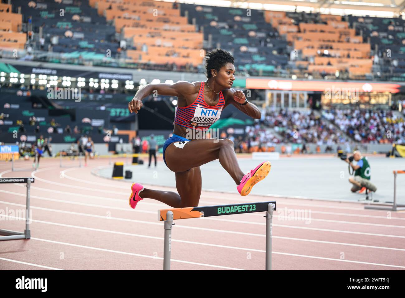 Anna COCKRELL participating in the 400 meters hurdles at the World