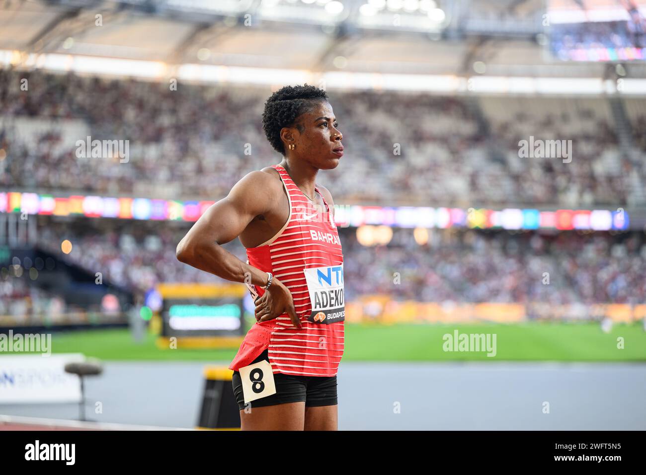 Kemi ADEKOYA participating in the 400 meters hurdles at the World