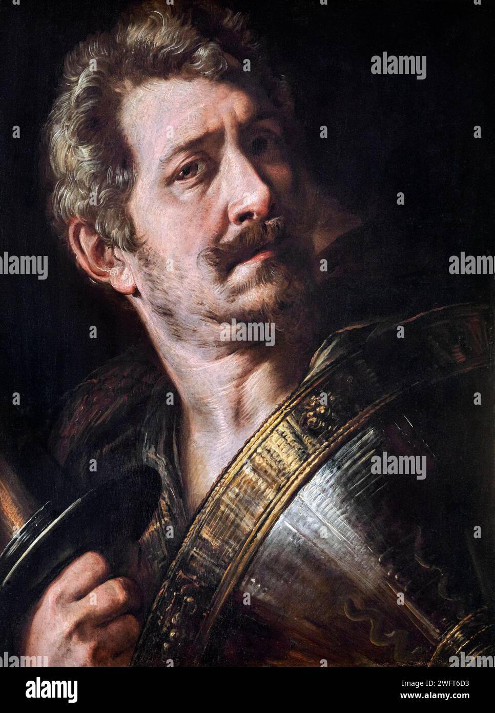 Autoritratto in armatura  - olio su tavola - Giulio Cesare Procaccini  - 1618  - Montichiari (Bs) Museo Lechi Stock Photo