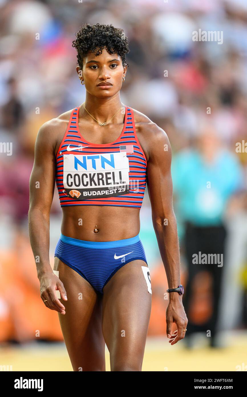 Anna COCKRELL participating in the 400 meters hurdles at the World