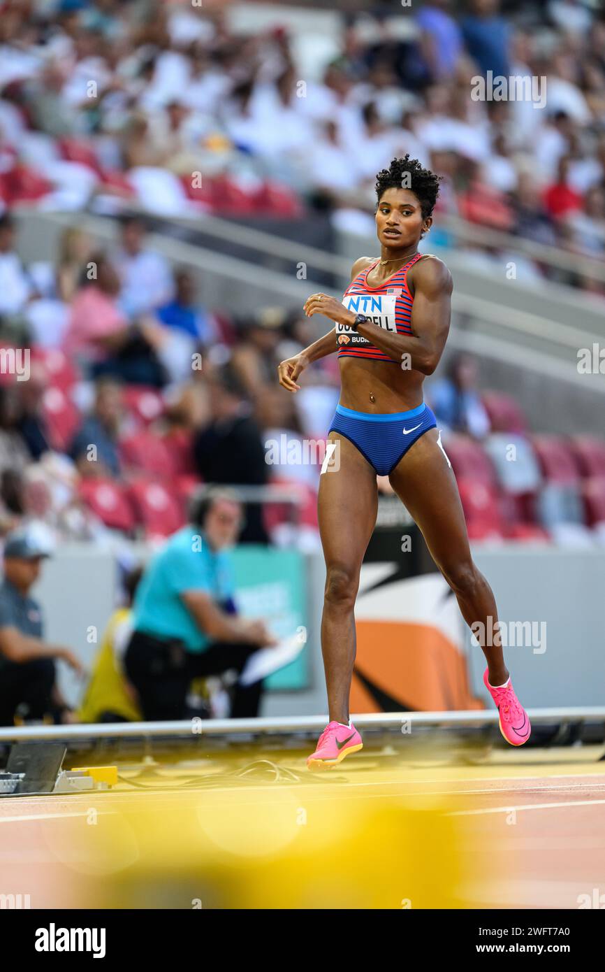 Anna COCKRELL participating in the 400 meters hurdles at the World