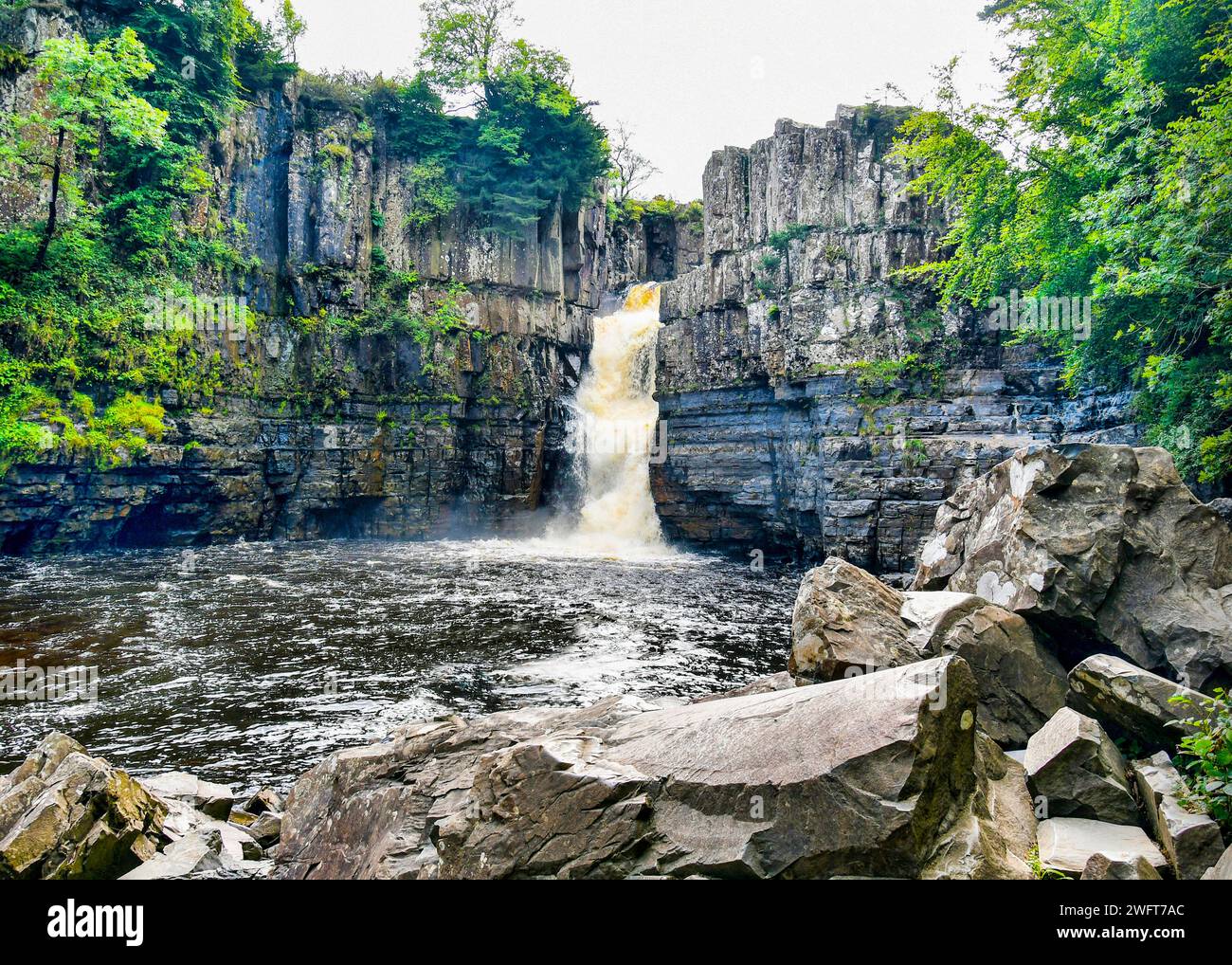 High Force Waterfall on the River Tees, near Middleton-in-Teesdale, Teesdale, County Durham, England, UK Stock Photo