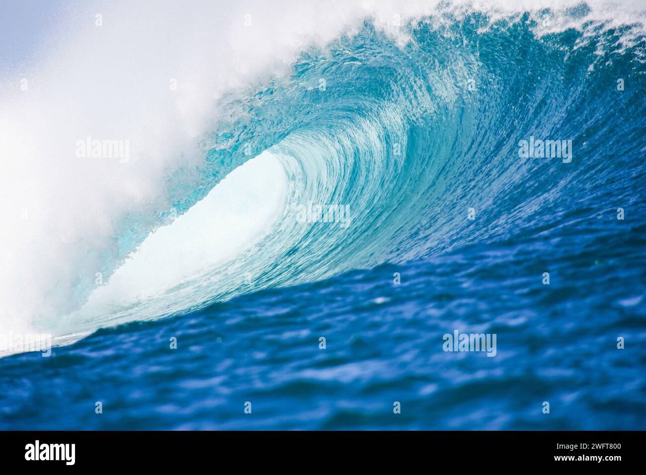 French Polynesia, Tahiti, surfing site at Teahupo'o wave, tube