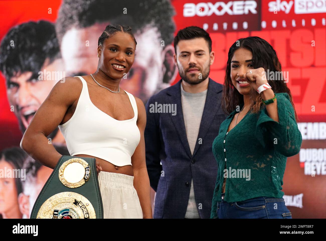 Caroline dubois (left) and miranda reyes (right) during the undercard press  conference at boxpark wembley, london. picture date: thursday february 1,  2024. hi-res stock photography and images - Alamy