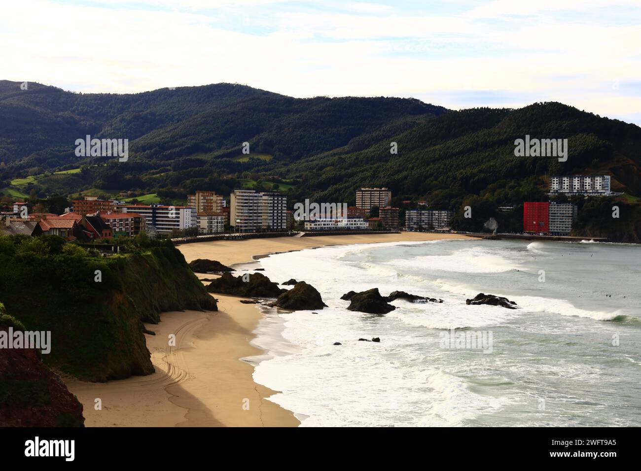 View on the Bakio beach located in the autonomous community of the Basque Country in Spain Stock Photo