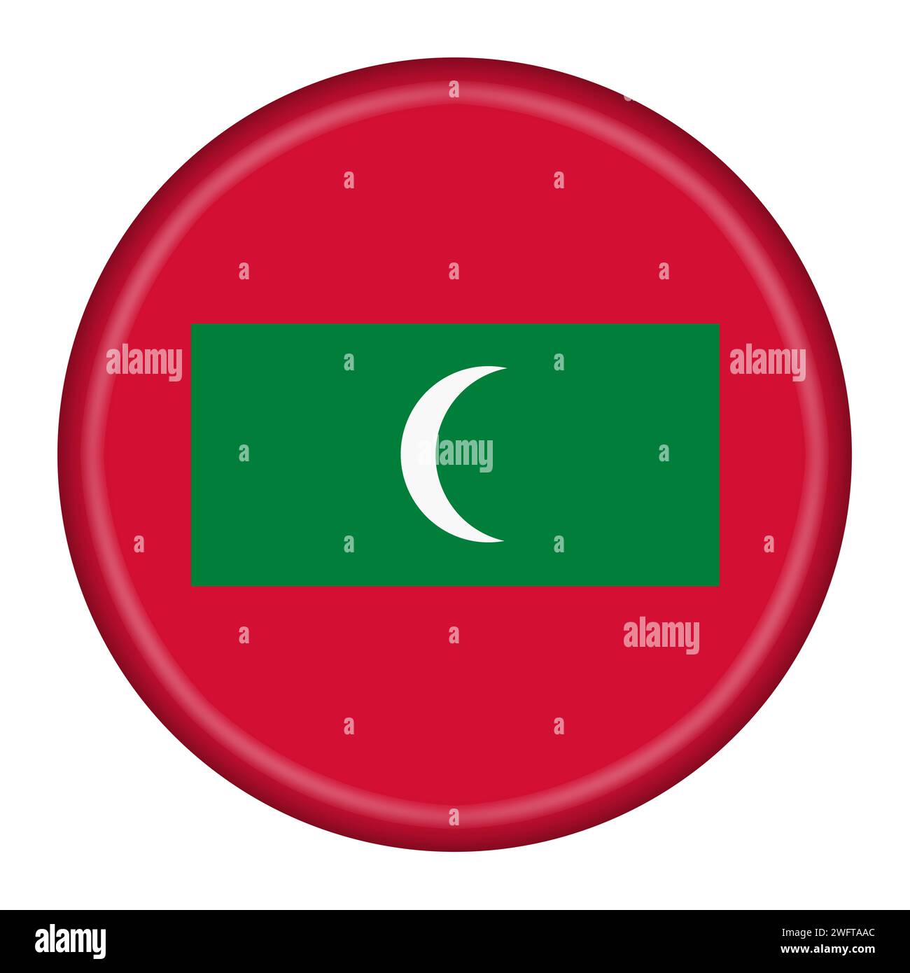 A Maldives flag button 3d illustration with clipping path Stock Photo