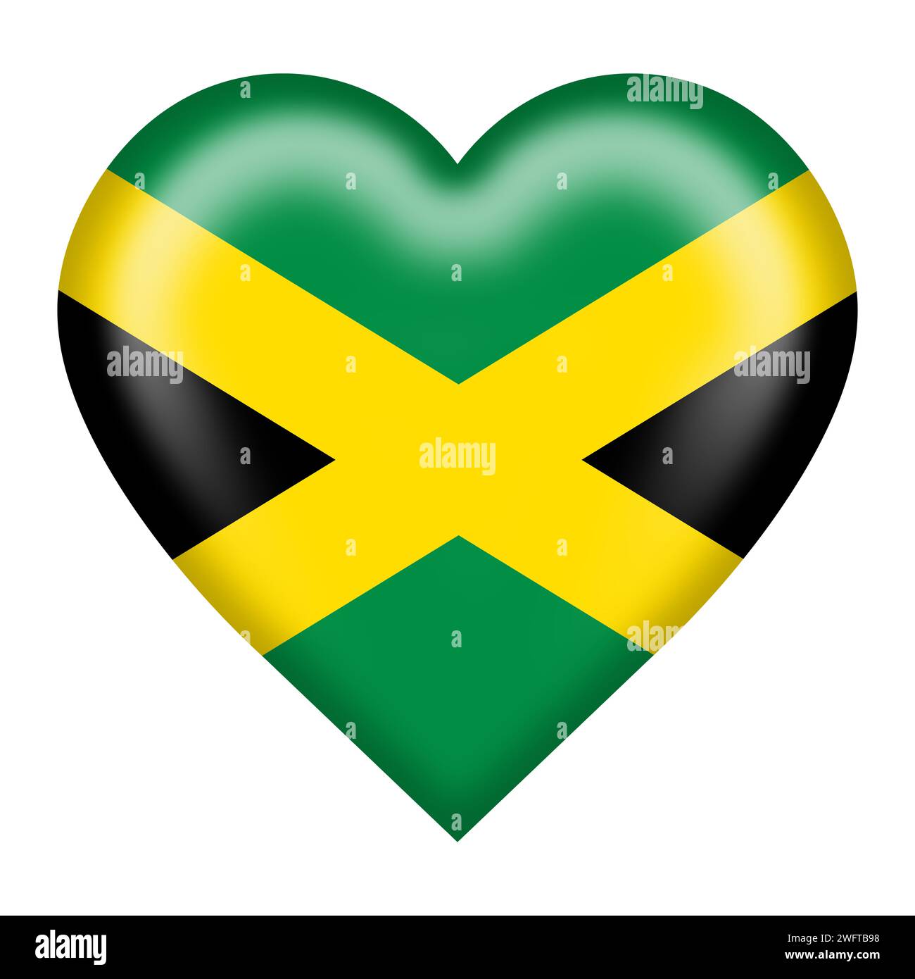 Jamaica flag heart button with clipping path Stock Photo