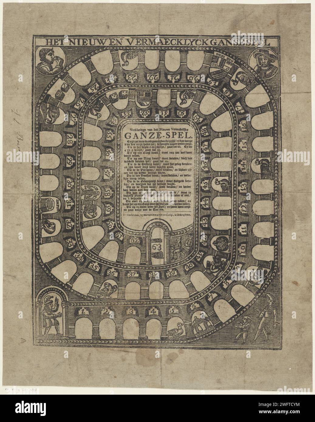 The Nieuw and Vermaeckelyck Hall game, 1814 1848 print. gameboard