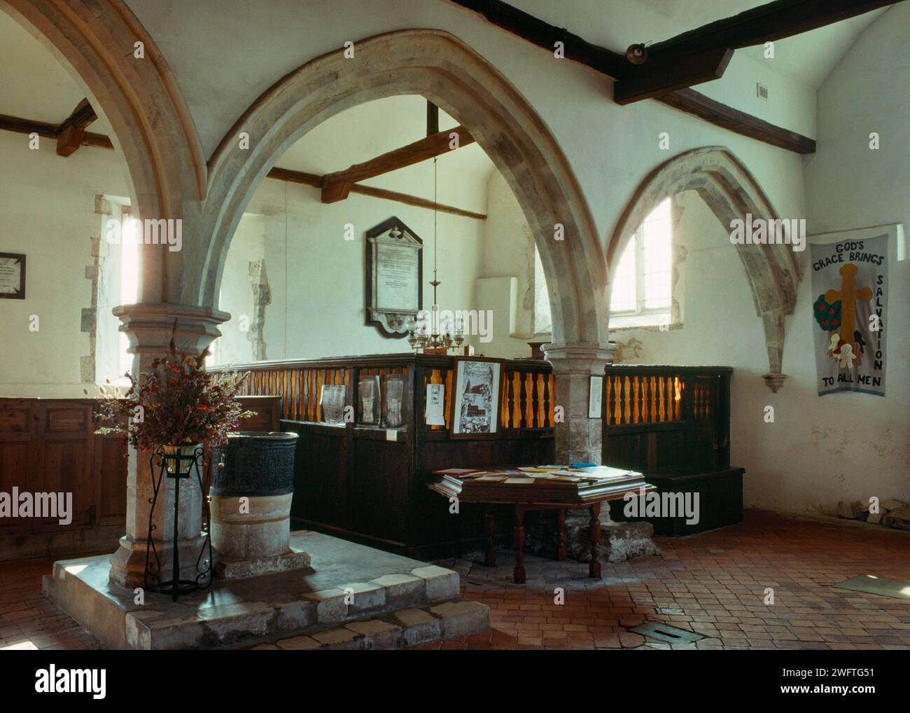 Former tithe pen in the SW corner of Brookland Church, Kent, England, UK, where the vicar's portion (tithe, a tenth) was weighed, measured & stored. Stock Photo