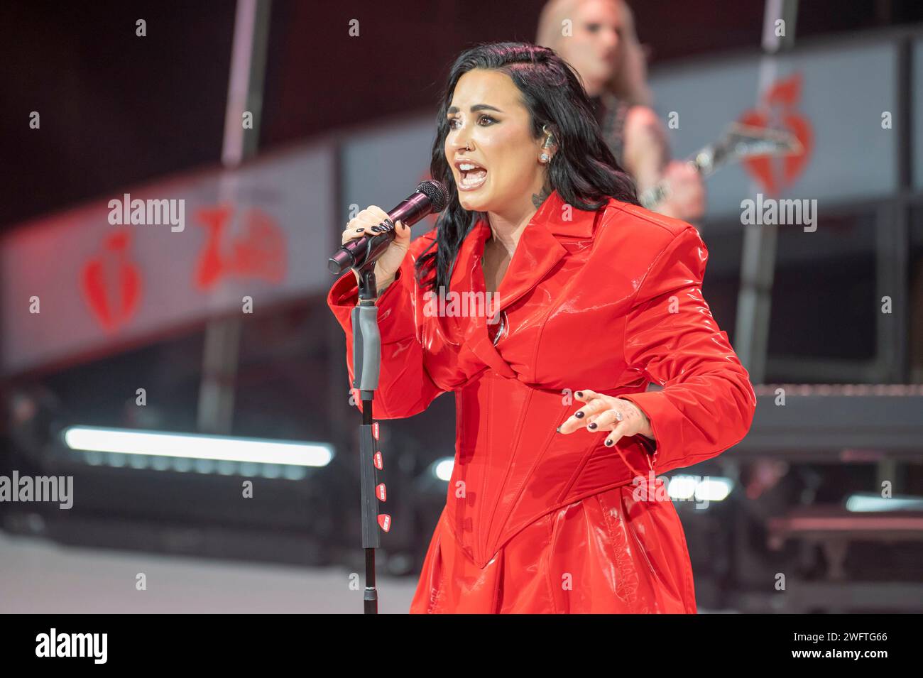 New York, United States. 31st Jan, 2024. Demi Lovato performs onstage during The American Heart Association's Red Dress Collection Concert 2024 at Jazz at Lincoln Center in New York City. Credit: SOPA Images Limited/Alamy Live News Stock Photo