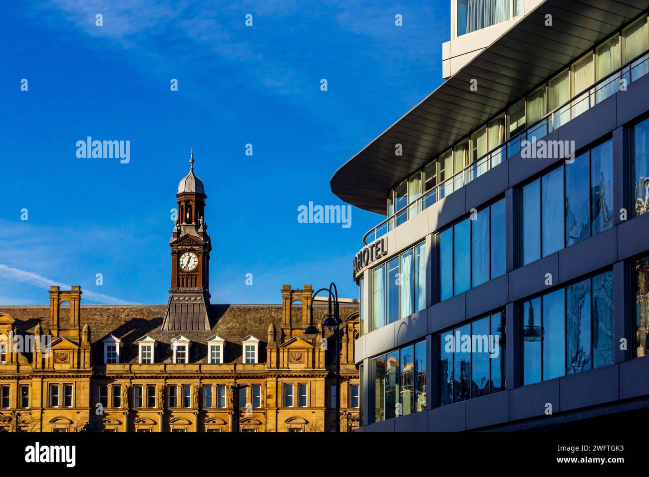 Clock tower of Leeds General Post Office England UK built 1896 designed by Sir Henry Tanner in