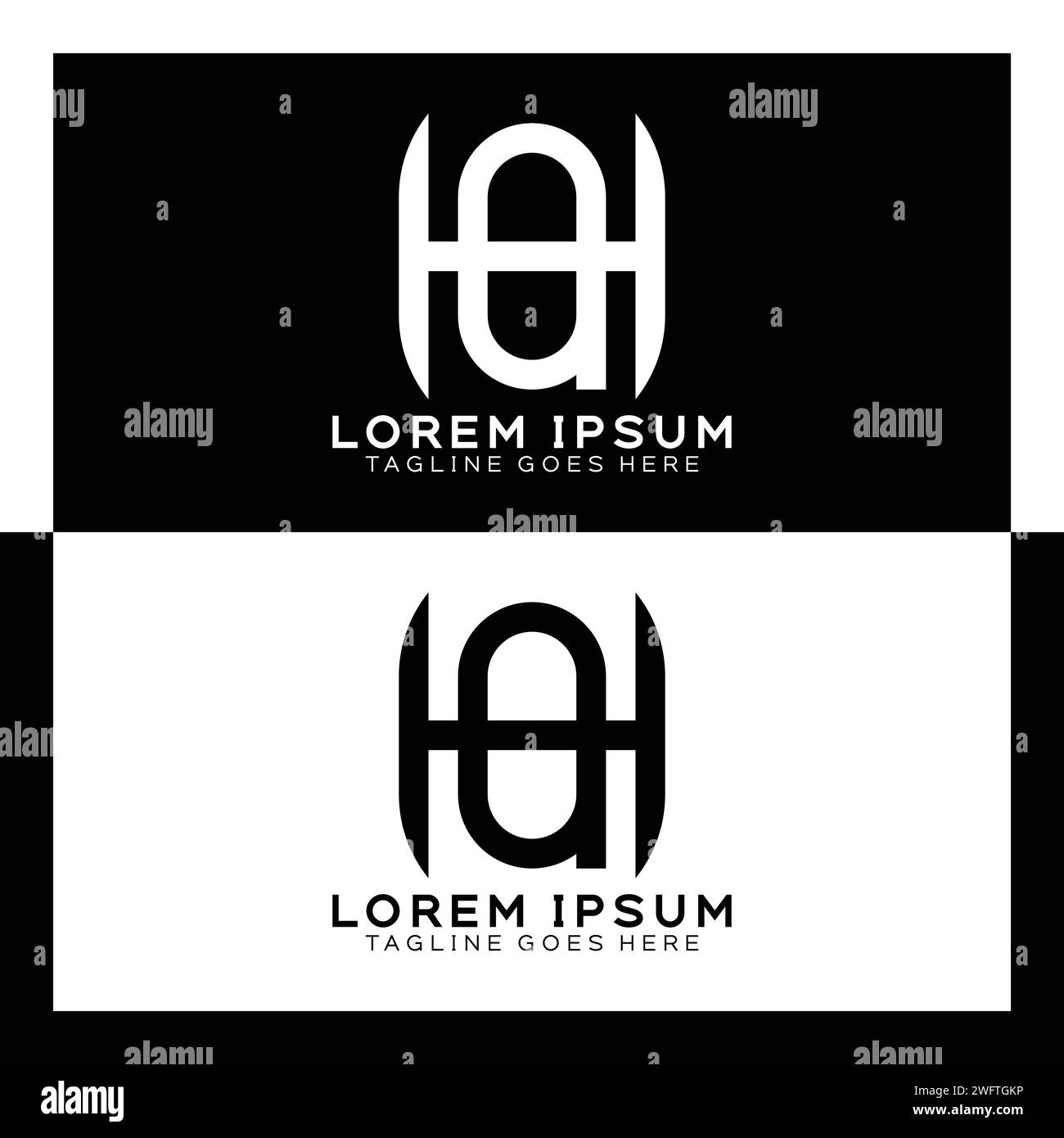 HQ initial letter logo. Alphabet H and Q pattern design monogram Stock Vector