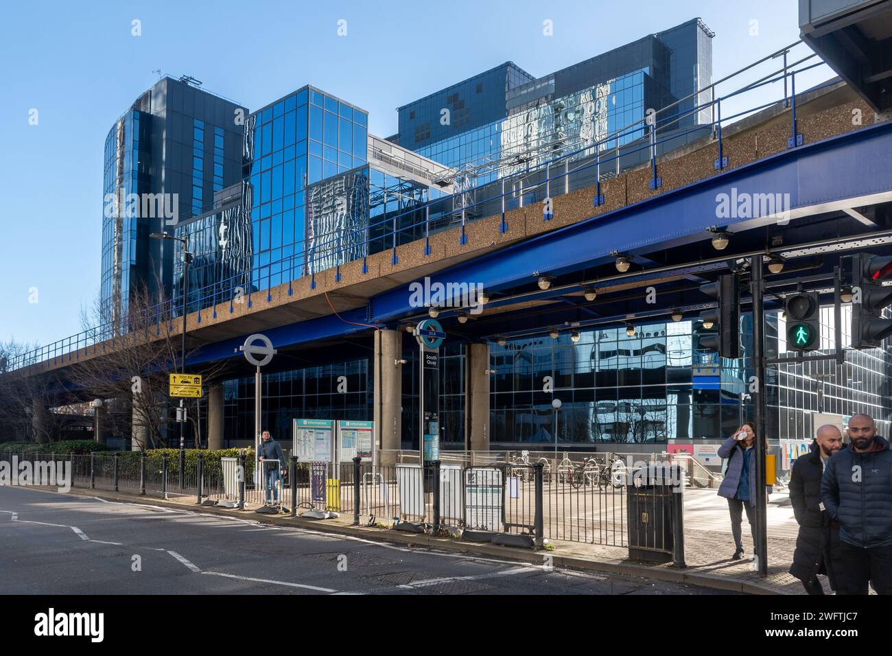 DLR Dockland Light Railway South Quay Station on the Isle of Dogs, East ...