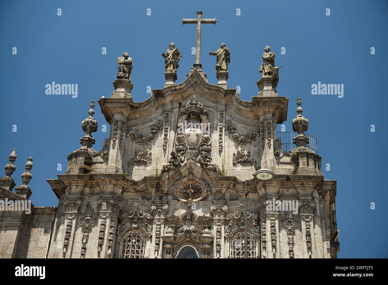 Porto,Portugal: July 6,2022- Beautiful facade of historical churches in Porto,Portugal Stock Photo