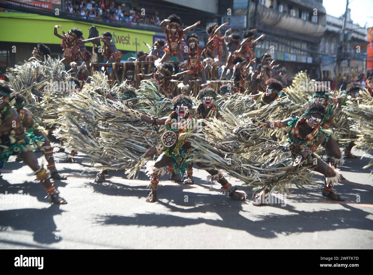Participants Dinagyang festival.Dinagyang A religious and cultural festival held in honor of Santo Niño, this festival is considered a global festival. Stock Photo