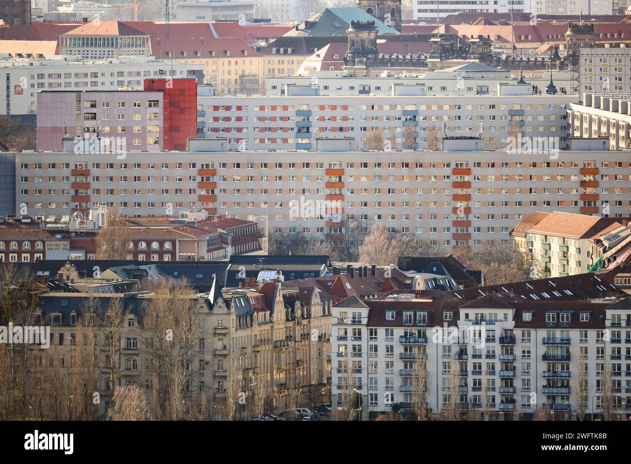 01 February 2024 Saxony Dresden View Of The Residential Buildings In   01 February 2024 Saxony Dresden View Of The Residential Buildings In Johannstadt And The Old Town Photo Robert Michaeldpa 2WFTK8B 