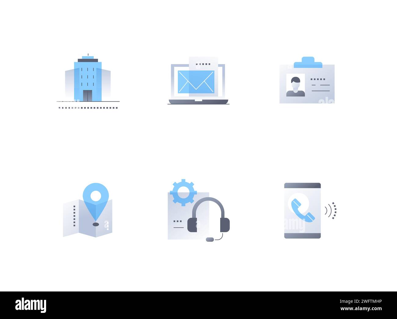 Work in a city office - flat design style icons set Stock Vector