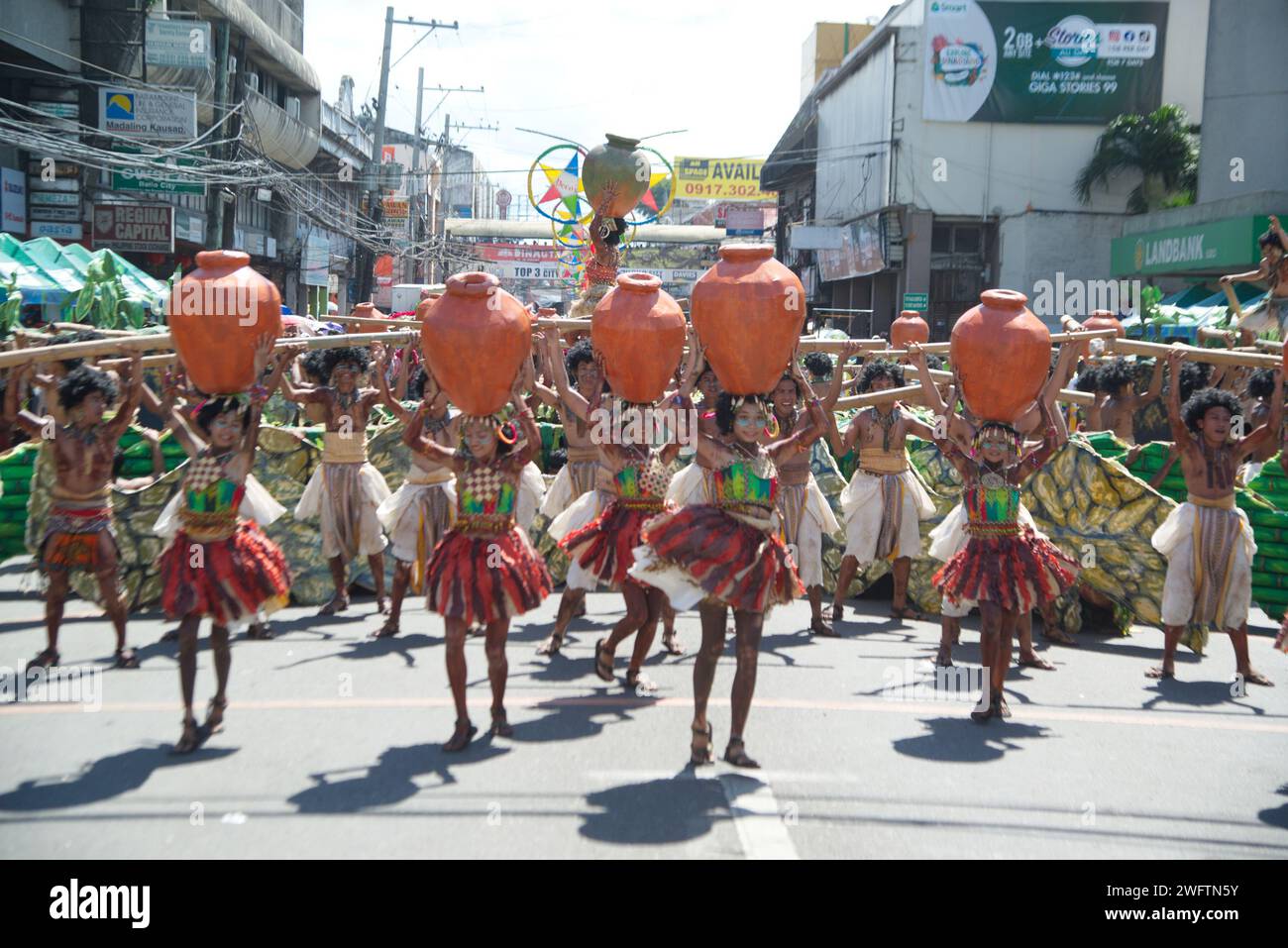 Participants Dinagyang festival.Dinagyang A religious and cultural festival held in honor of Santo Niño, this festival is considered a global festival. Stock Photo