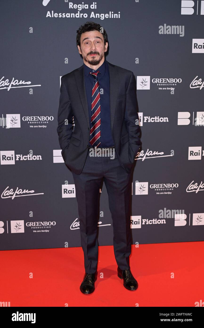 Rome, Italy. 31st Jan, 2024. Alessandro Angelini attends at the red carpet of the Rai tv movie 'Califano' at The Space Cinema Moderno. Credit: SOPA Images Limited/Alamy Live News Stock Photo
